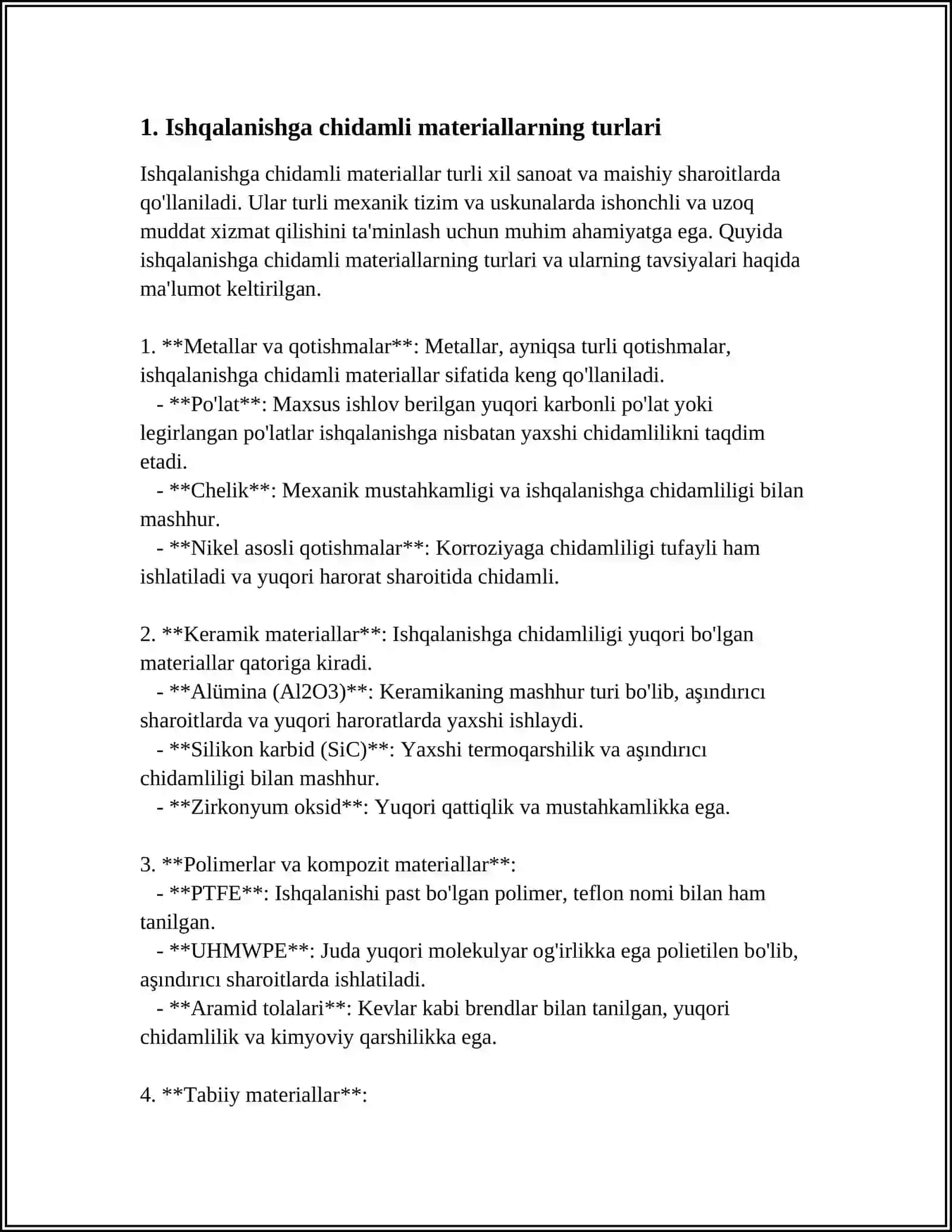 M235/ 3 ASBOBIDA TURLI XIL MATOLARNING ISHQALANISHGA CHIDAMLILIGINI TEKSHIRISH 3
