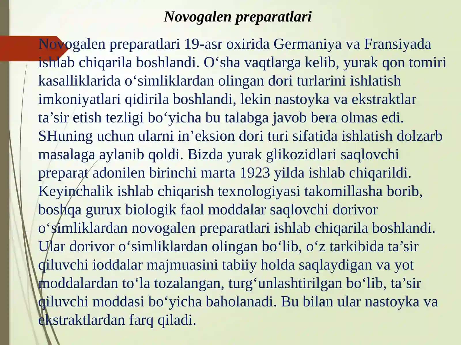 Novogalen preparatlarini olish texnologiyasi 3