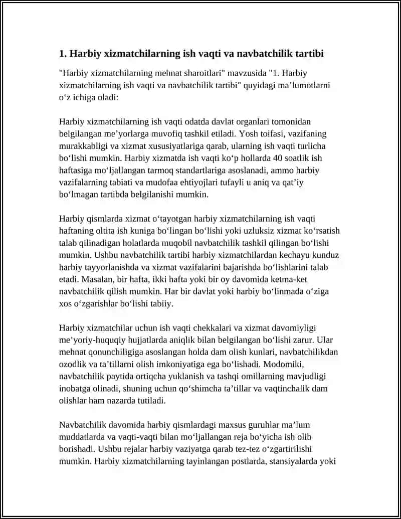 HARBIY XIZMATCHILARNING MEHNAT SHAROITLARI 3