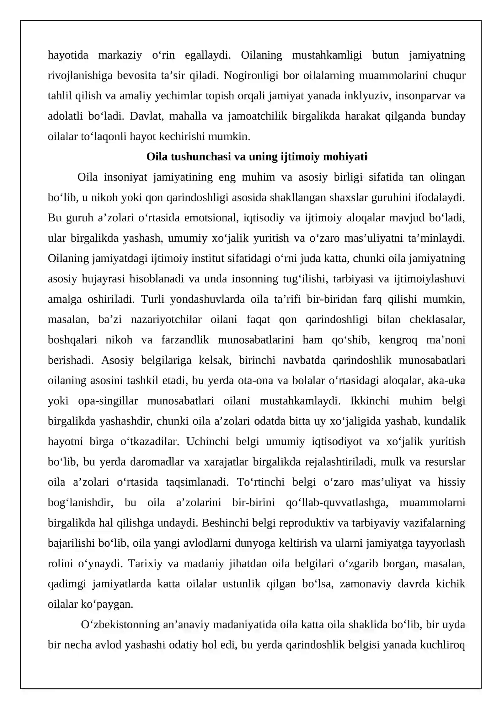 Nogironligi bor oilalarni xususiyatlari. Oila tushunchasi. 3