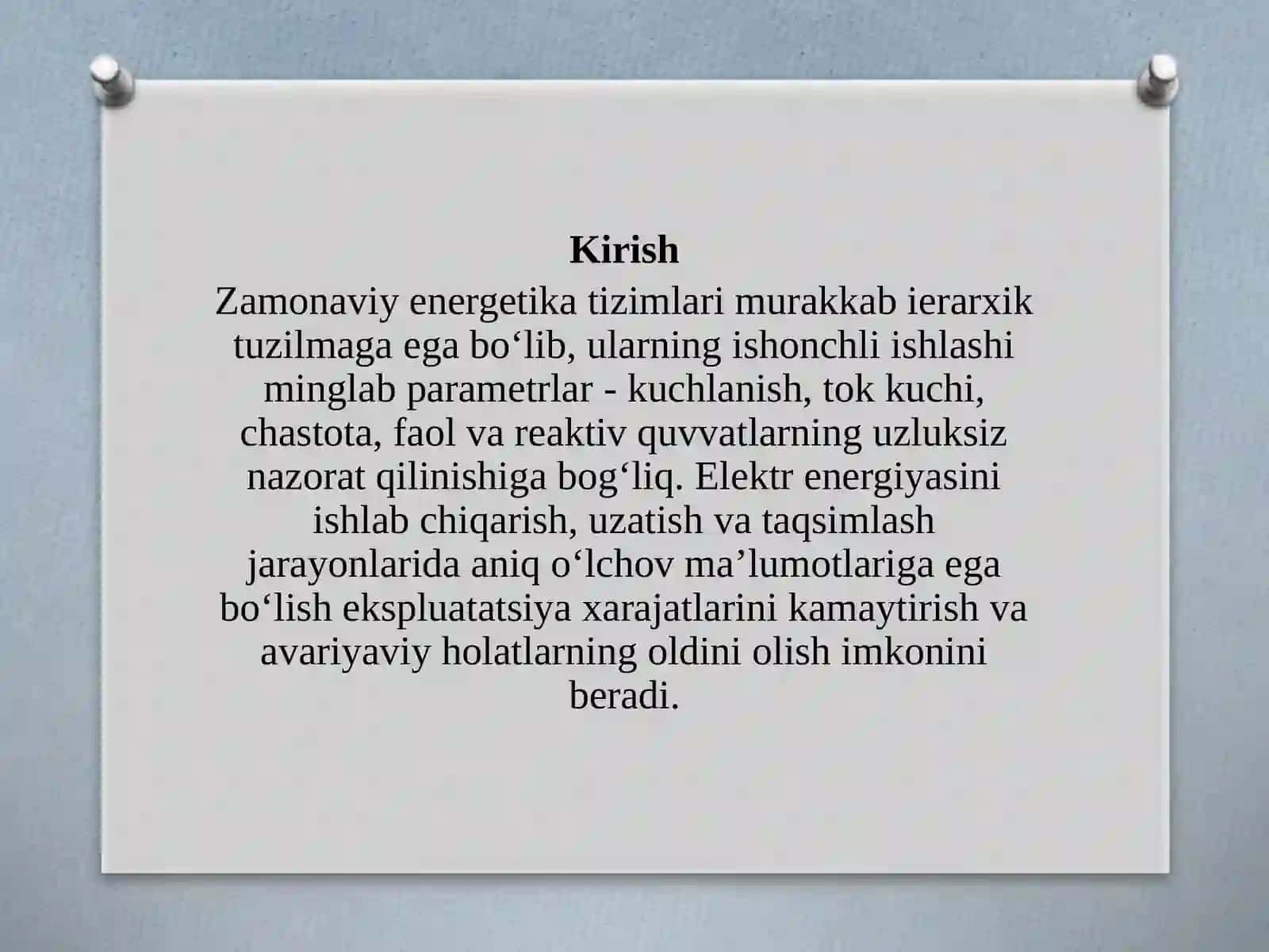 O‘lchash xatoliklari va ularning turlari energetik tizimlarda 3