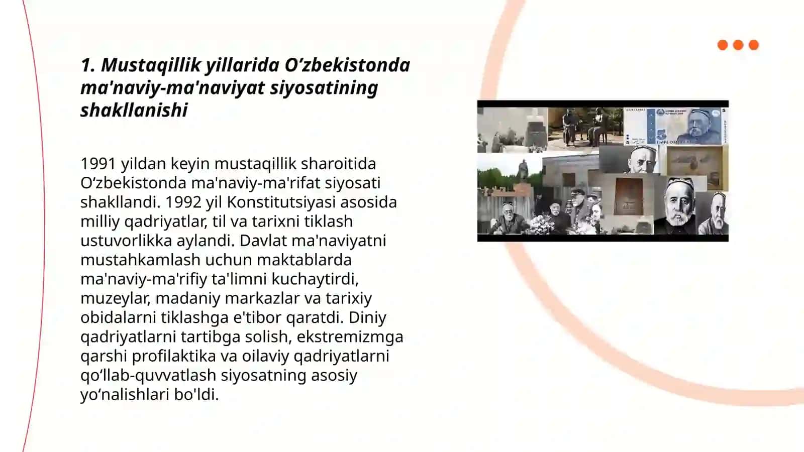 Mustaqillik yillarida O’zbekistonda ma'naviy-ma'naviyat siyosati 3
