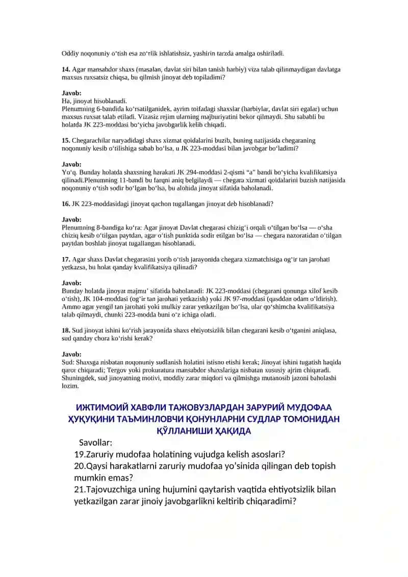OʻZBEKISTON RESPUBLIKASINING DAVLAT CHEGARASINI KESIB OʻTISH TARTIBINI BUZISHGA OID ISHLAR BOʻYICHA SUD AMALIYOTI 3