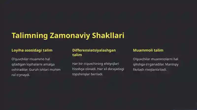 Talimning shakllantiruvchi shakllari va vositalari 3