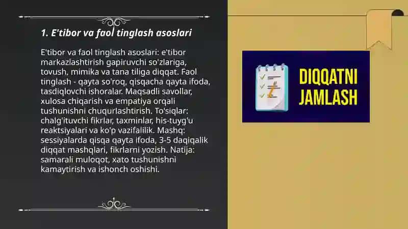 Muloqotda diqatni jamlash va boshqarish 3