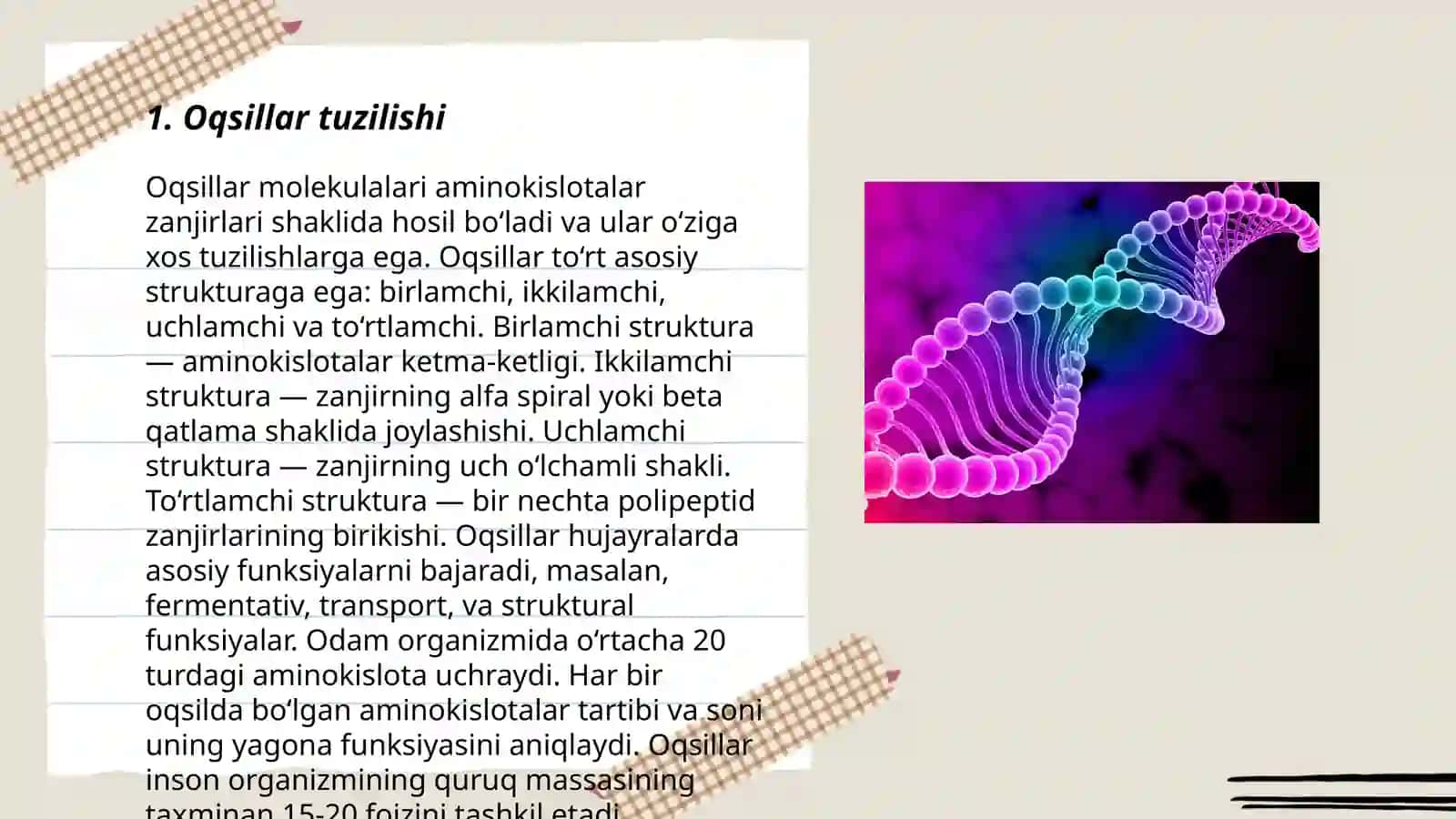 Oqsillar denaturatsiyasi va uning biologik ahamiyati 3