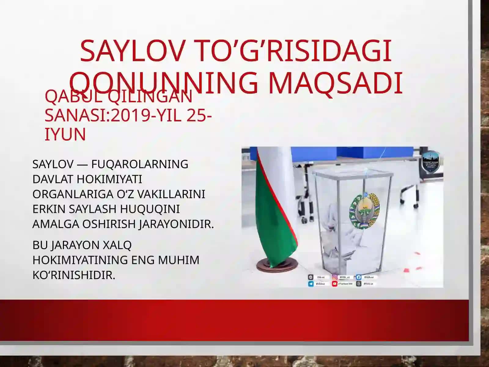 O’zbekiston respublikasi Saylov to‘g‘risidagi qonuni 3