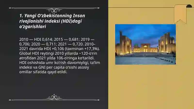 Yangi Oʻzbekiston ijtimoiy siyosiy iqtisodiy va madaniy hayotida roʻy berayotgan oʻzgarishlarni xalqaro reyting va indekslarda aks etishi 3