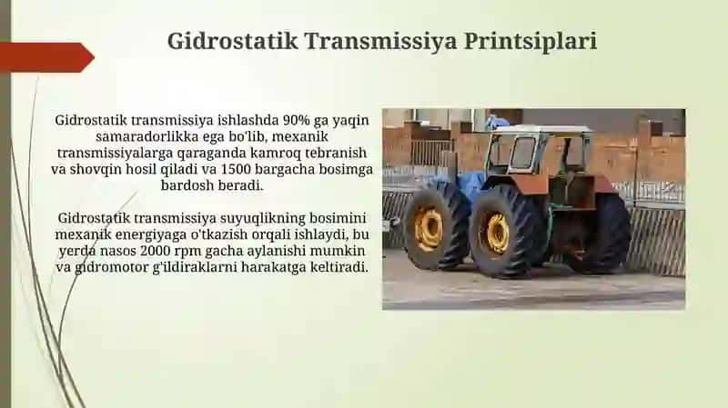 Gidrotransmissiyali traktor va avtomabillar 3