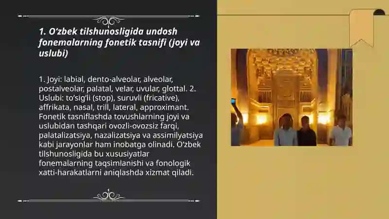 Oʻzbek tilshunosligida undosh fonemalarning fonetik tasnifi (joyi va uslubi) 3