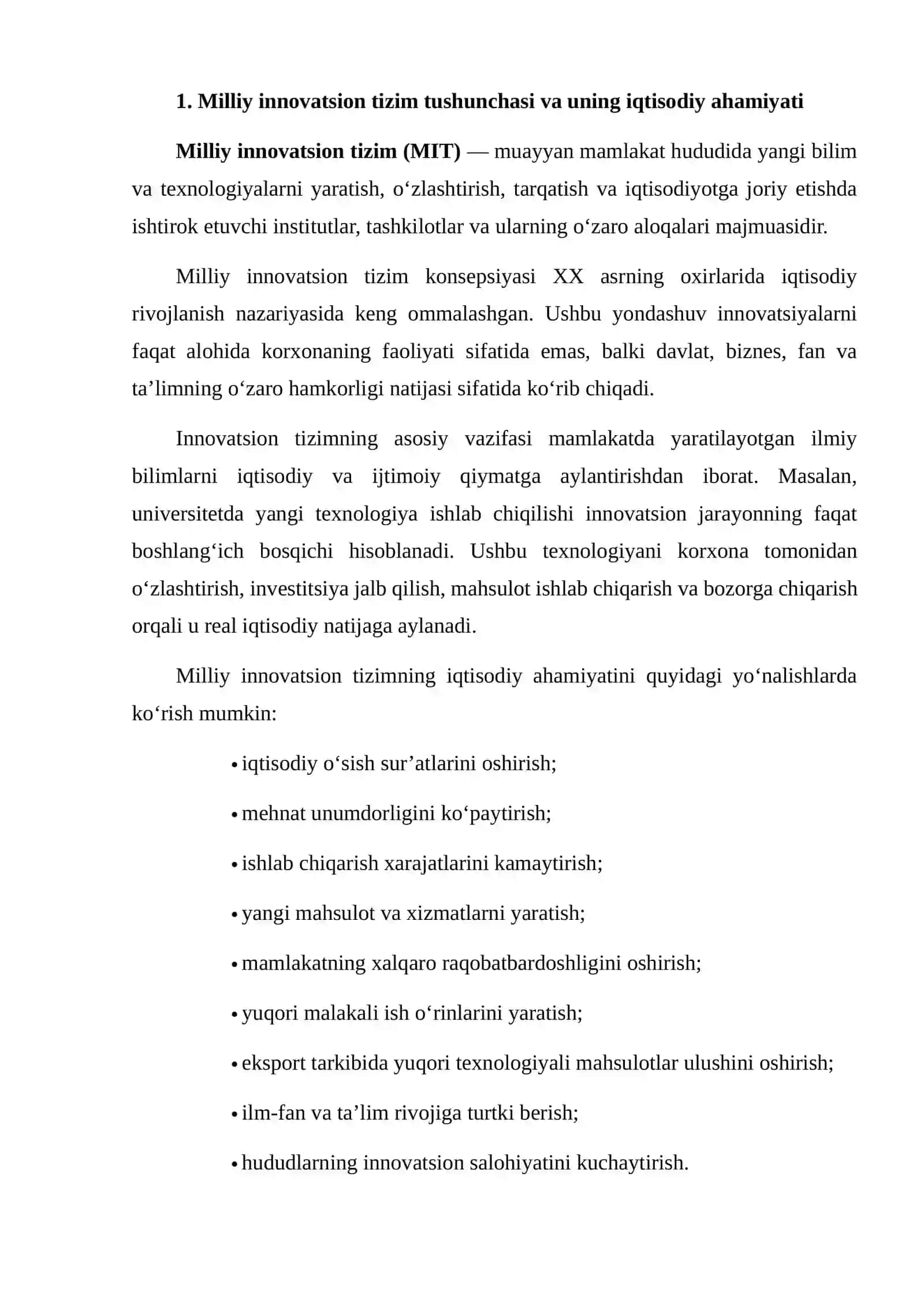 MILLIY INNOVATSION TIZIMLAR: SHAKLLANISHI, TUZILMASI VA RIVOJLANISH TENDENSIYALARI 3