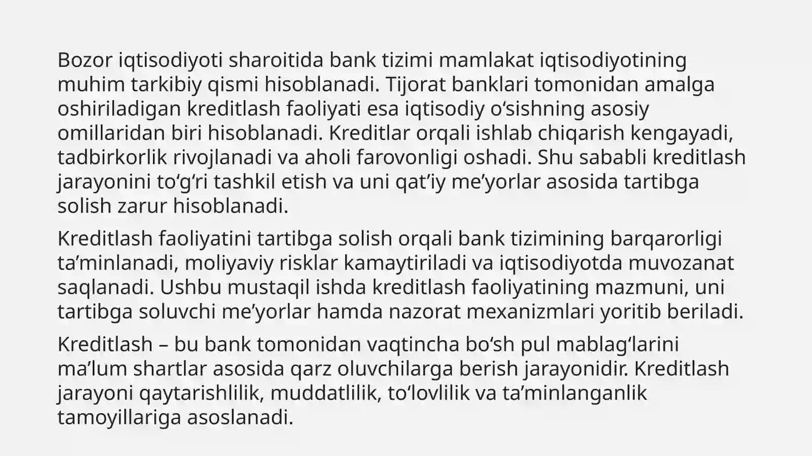 Kreditlash faoliyatini tartibga soluvchi me’yorlar 3