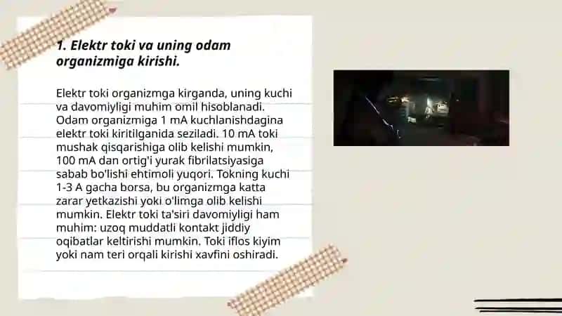 Elektr tokining odam organizmiga tasiri va undan himoya choralari 3