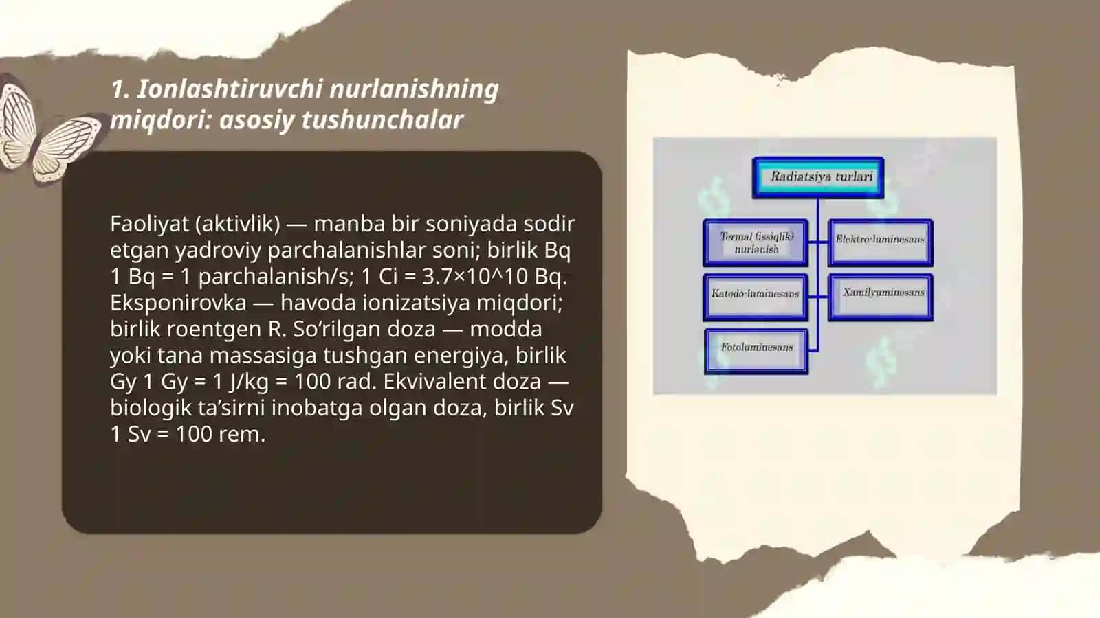Ionlashtiruvchi nurlanishlarning miqdori va o'lchovi 3