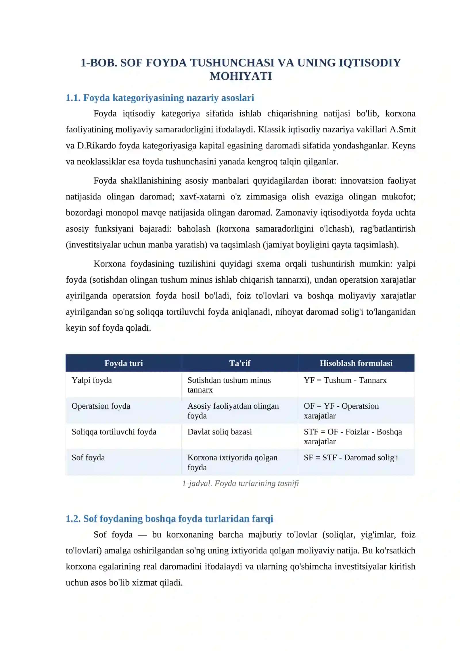 Sof foyda shakllanishiga ta'sir etuvch omillar 3