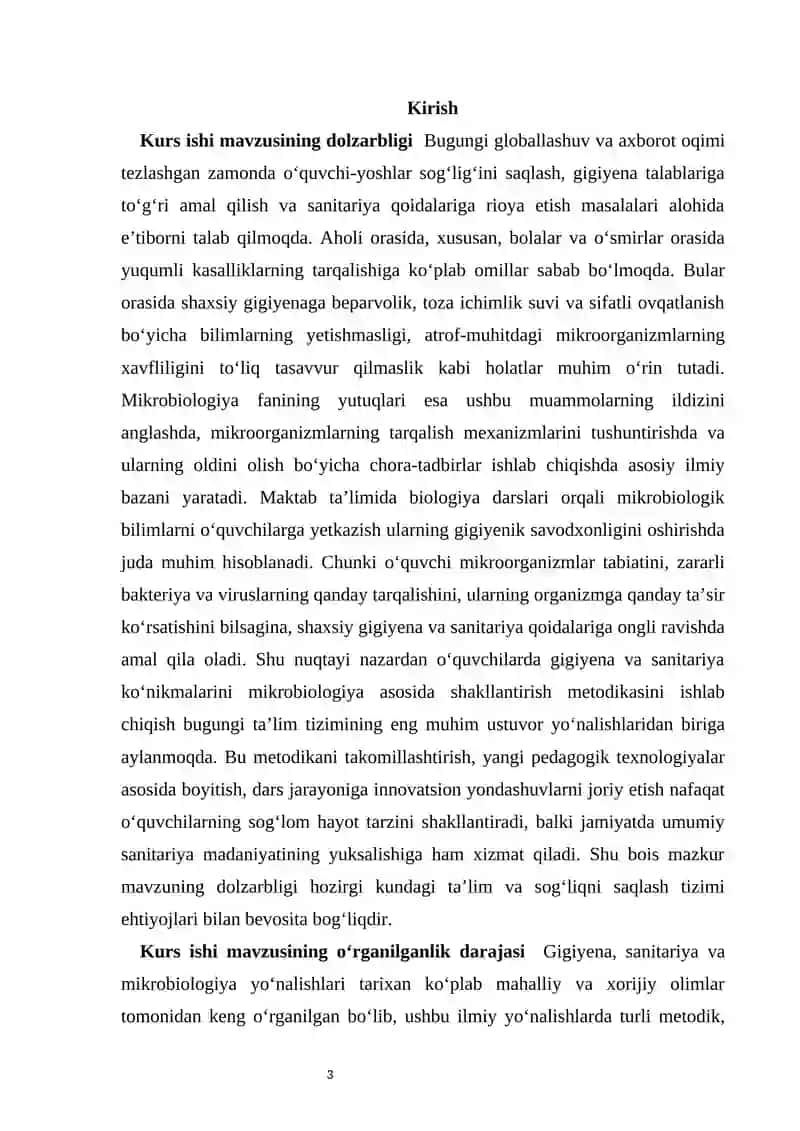 O‘quvchilarda gigiyena va sanitariya tushunchalarini mikrobiologiya asosida shakllantirish metodikasi 3