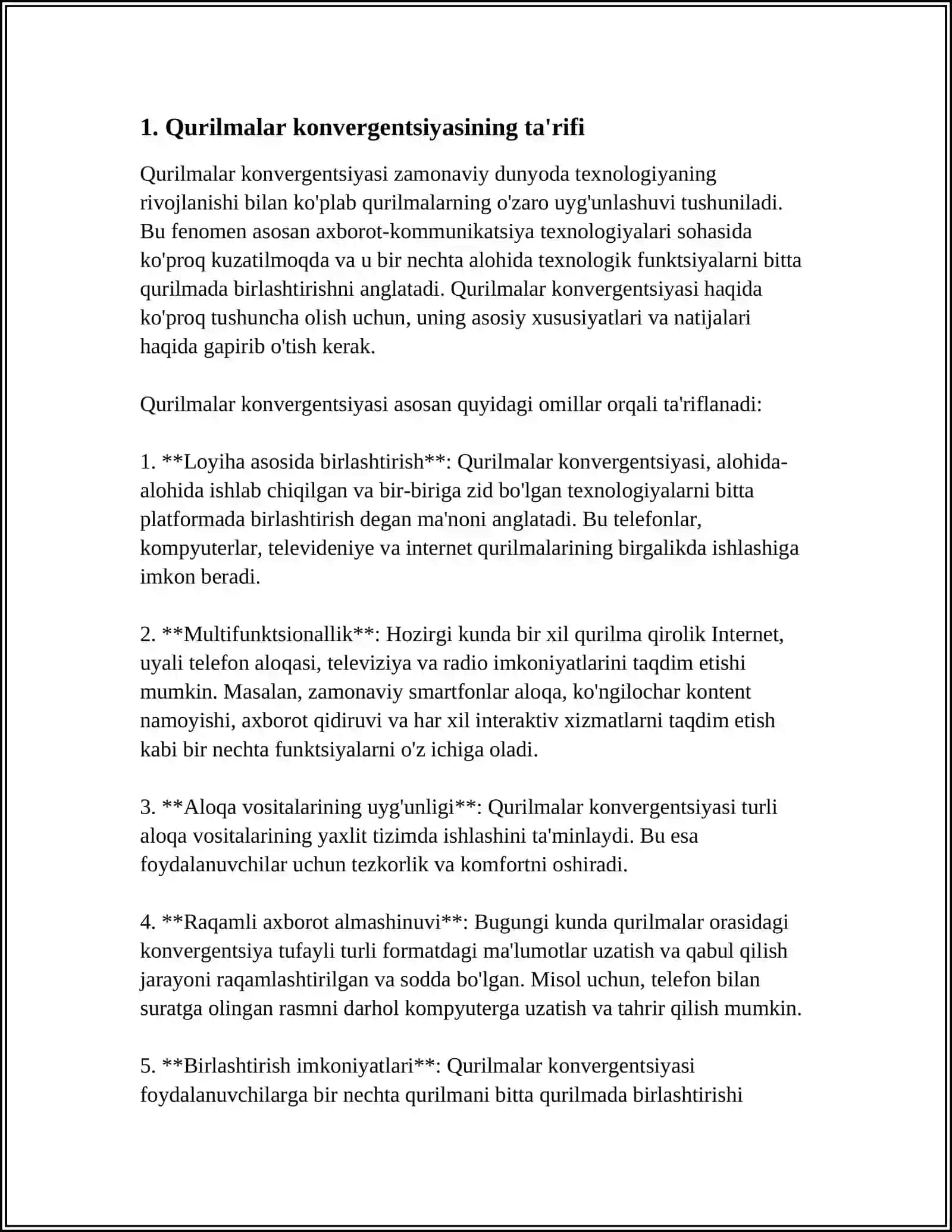 MUSTAQIL ISH Mavzu: QURILMALAR KONVERGENSIYASI DEGANDA NIMANI TUSHUNASIZ? 3