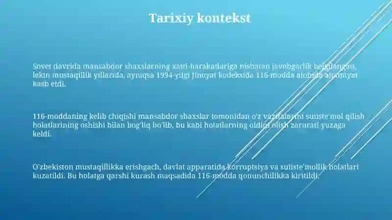 Jinoyat kodeksi 116-modda tahlili 3