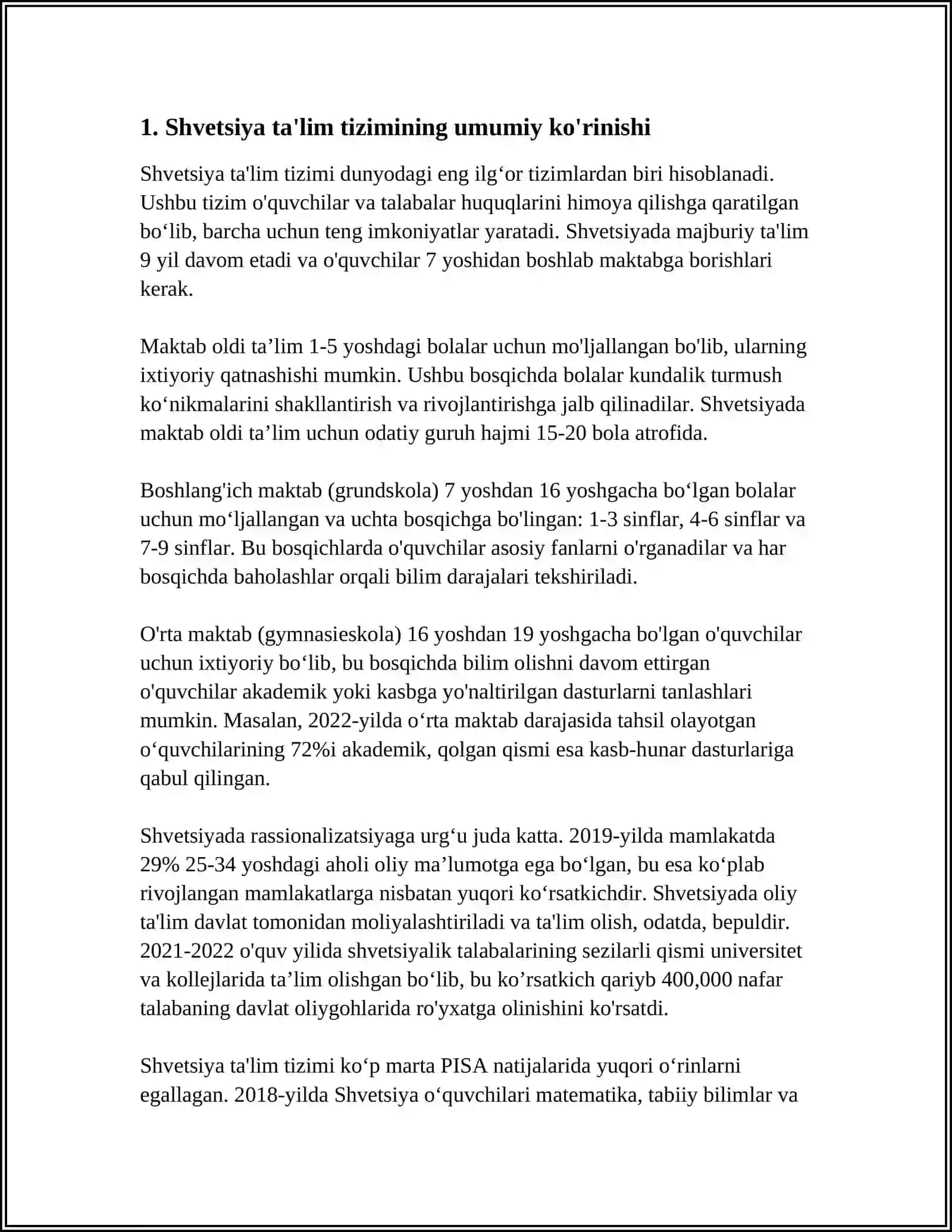 SHVETSIYA TAʼLIM TIZIMI VA ALOHIDA TAʼLIM EHTIYOJI BOʻLGAN BOLALARGA TA’LIM TARBIYA BERISH TIZIMI 3