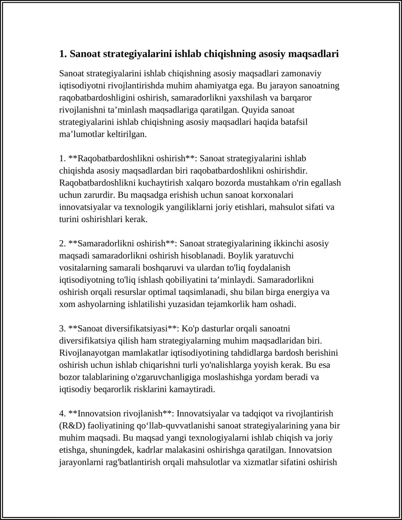 STRATEGIK USTUVORLIKLARNI ISHLAB CHIQISHNING ASOSIY TALABLARI SANOAT STRATEGIYASI 3