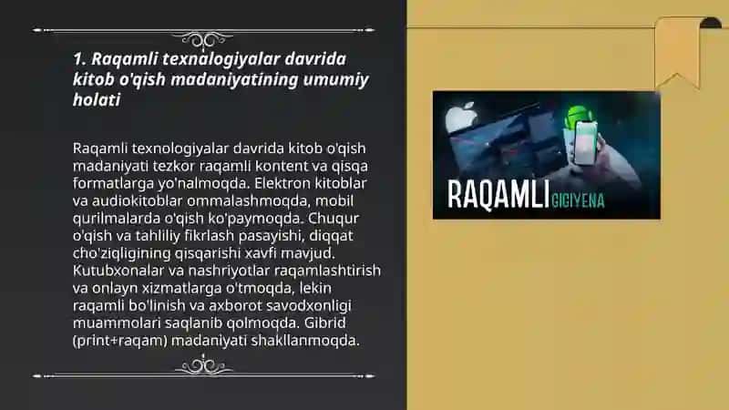 Raqamli texnalogiyalar davrida kitob o'qish madaniyati 3
