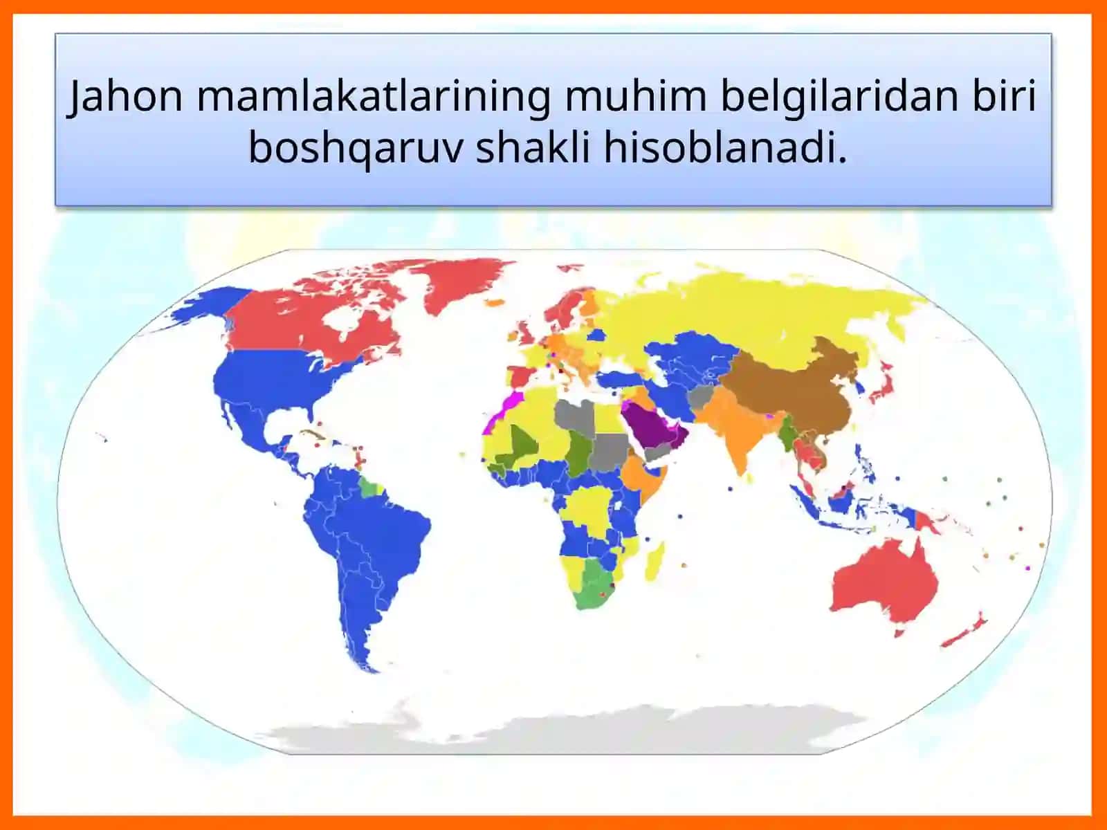 Mamlakatlarning boshqaruv shakli va davlat tuzilishi 3