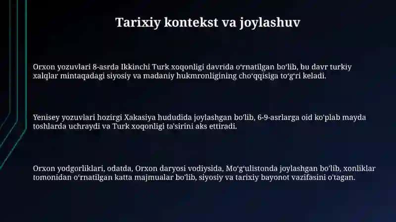 Orxon-Yenisey Yozuvlarining Tavsifi va Joylashuvi 3