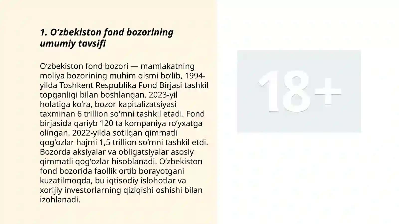 Oʻzbekiston fond bozorining kapitallashuvini baholash va uning oʻsish istiqbollari 3