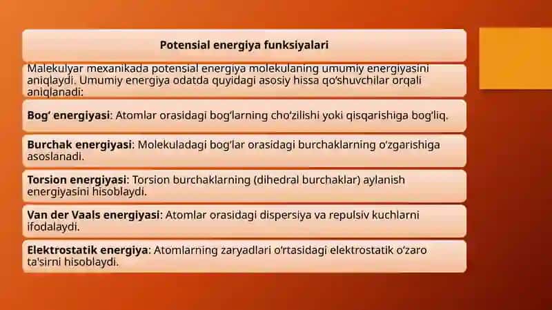 Malekulyar mexanik usullarining aniqligini oshirish yo‘llarini o‘rganish 3