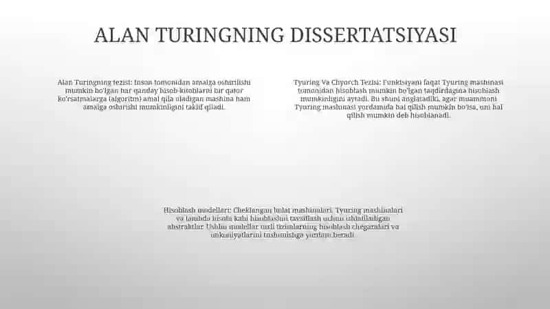 Hisoblash Modellari Tyuring Va Chyorch Tezisi 3