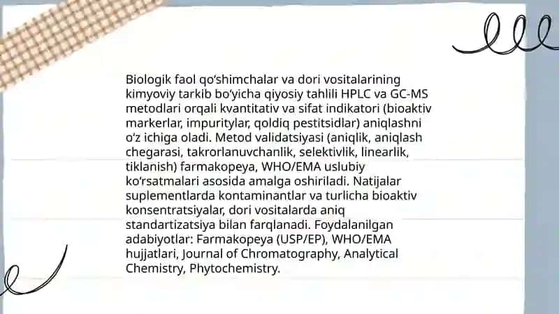 Biologik faol qo‘shimchalar va dori vositalarining qiyosiy tahlili 3