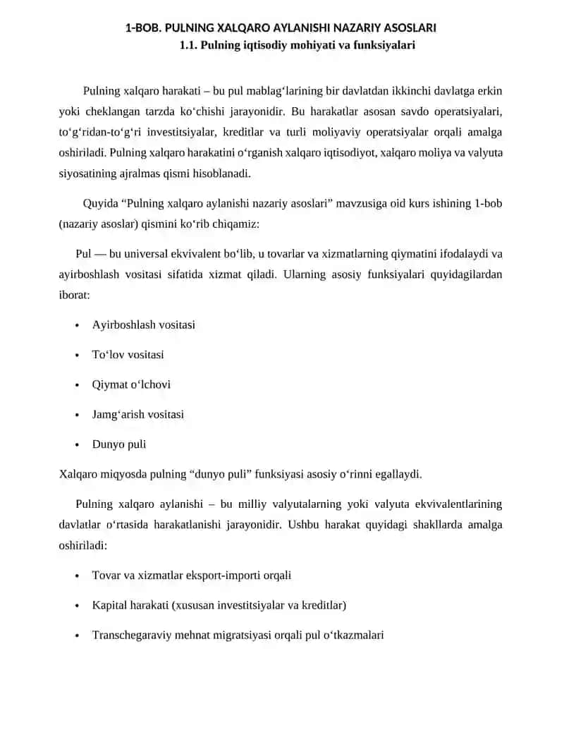 Pulning xalqaro miqyosdagi harakati 3