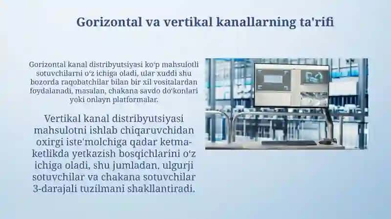 Taqsimotning Gorizantal va Vertaikal Kanallarni Ishlab Chiqarish 3