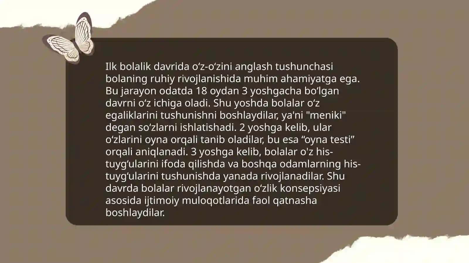 Ilk bolalik davrida òz òzini anglashning rivojlanishi va 3 yosh inqirozi 3