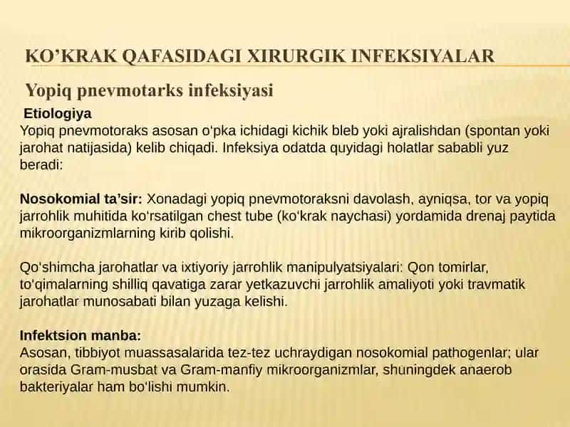 KO’KRAK QAFASI V QORIN BO’SHLIG’I XIRURGIK INFEKSIYASI 3