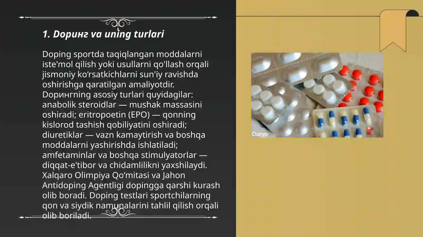 Sport sohasida taqiqlangan farmakologik vositalar 3