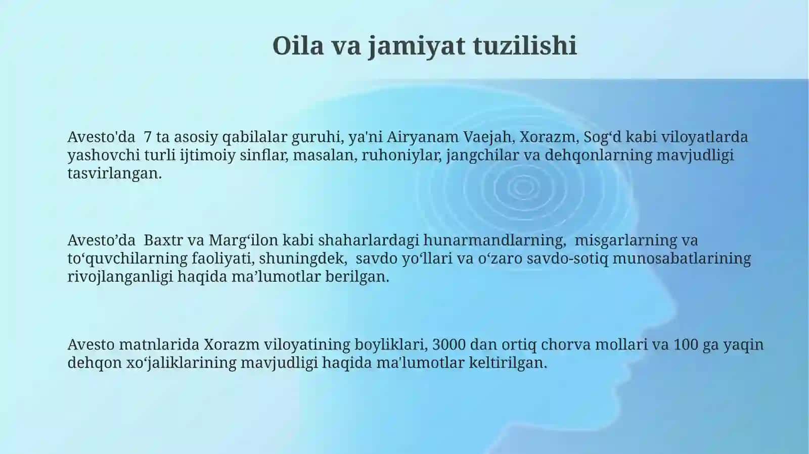 "Avesto"ning O'rtaosiyoviloyatlari qadimgi tarixi, ijtimoiy tuzumiiqtisodiy hayoti 3
