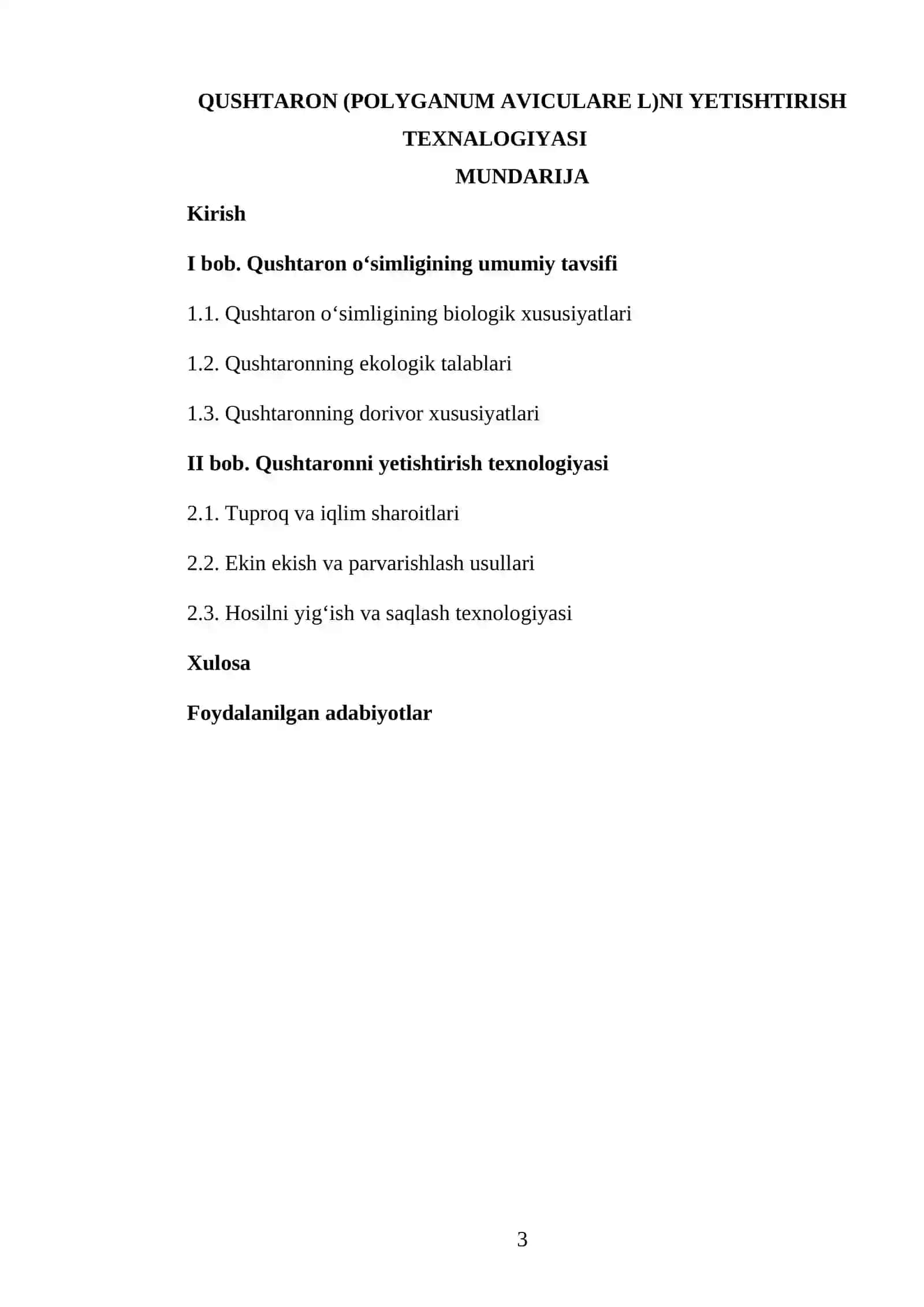 Qushtaron (Polyganum aviculare L)ni yetishtirish texnalogiyasi 3