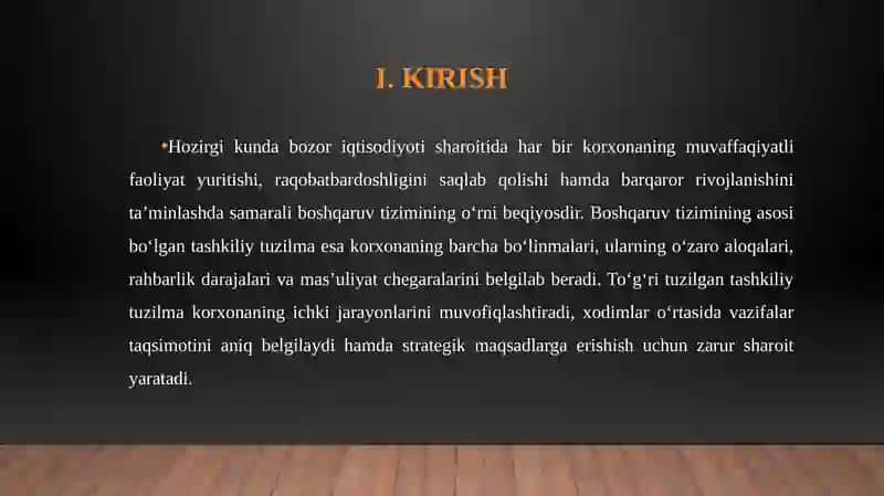 TASHKILIY TUZILMA DIAGRAMMASINI REAL KORXONA MALUMOTLARI ASOSIDA CHIZISH VA TAHLIL QILISH 3