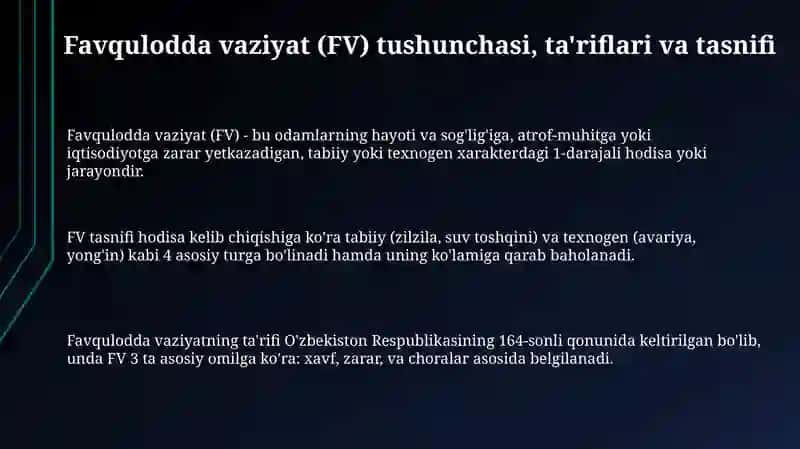 Favqulodda vaziyat (FV) tushunchasi 3