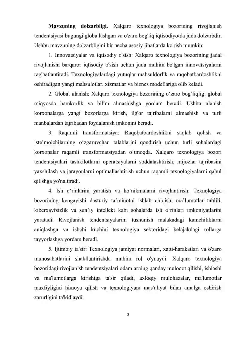 Xalqaro texnologiya bozorining rivojlanish tendensiyasi 3