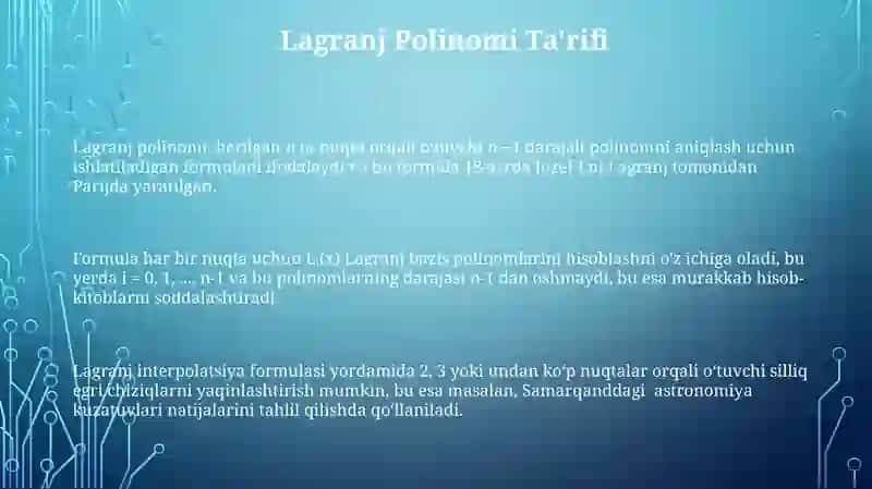 Lagranj interpolyasion formulasi 3