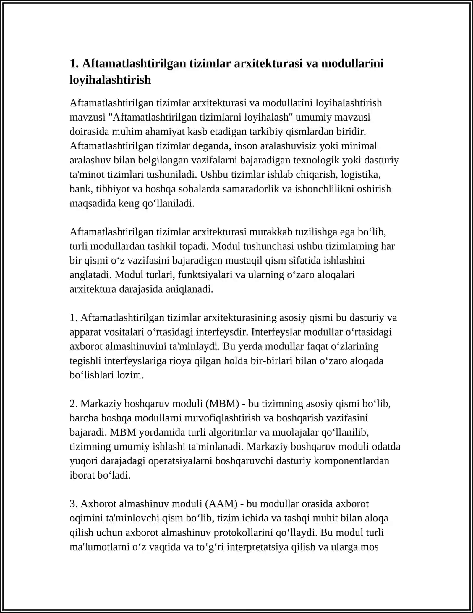 Aftamatlashtirilgan Tizimlarni Loyihalashtirish 3