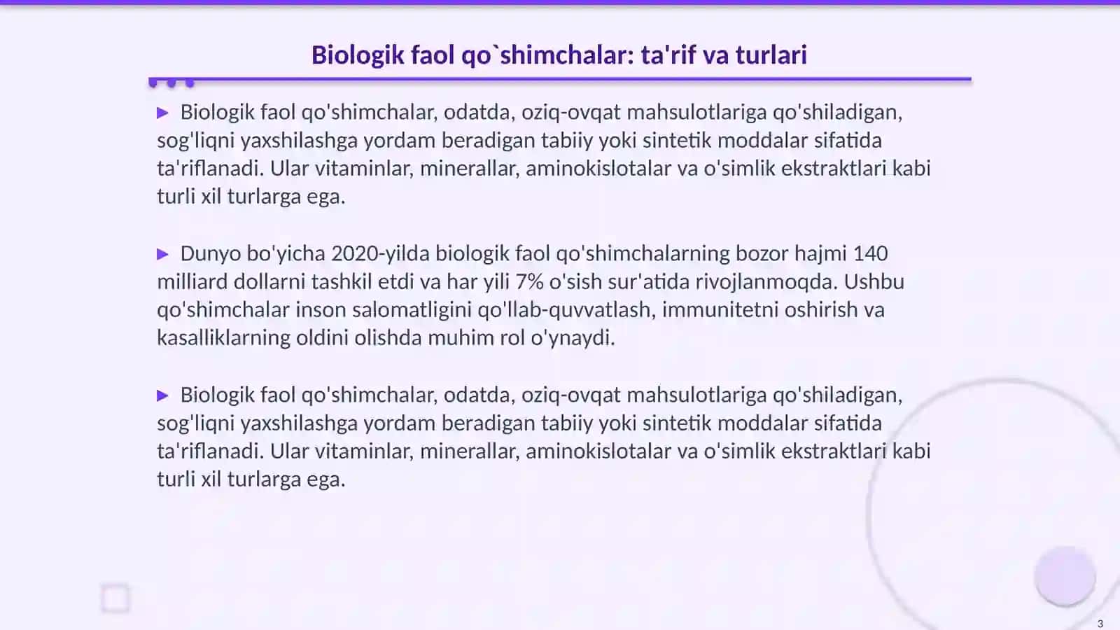 Biologik faol qo`shimchalar va dori vositalarining qiyosiy taxlili 3