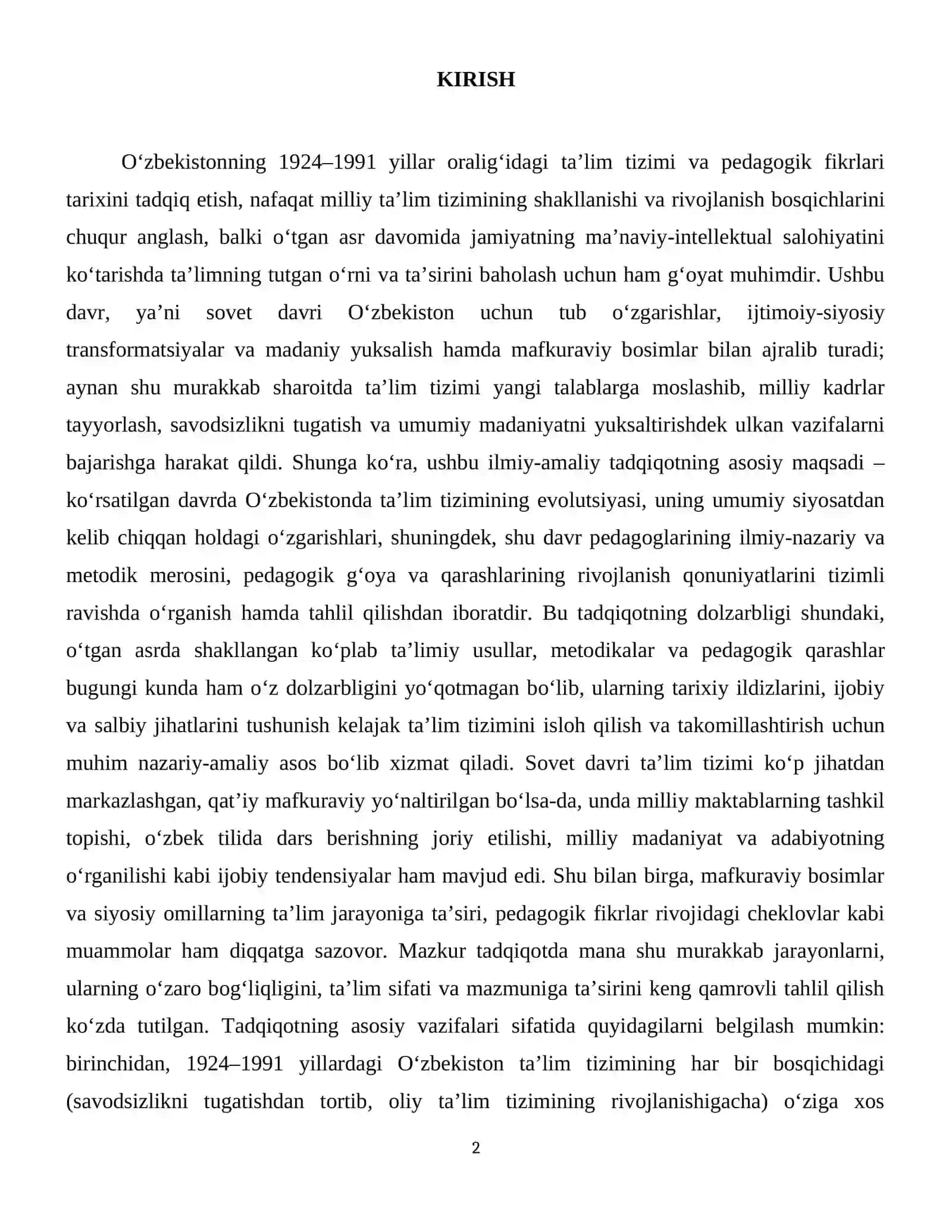 1924 - 1991 yillarda Ozbekistonda talim tizimi va pedagogik fikrlar 3