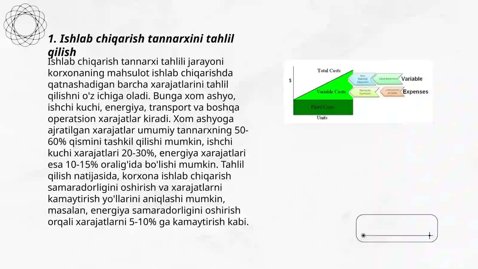 Mahsulotni ishlab chiqarish harajatlarni aniqlash 3