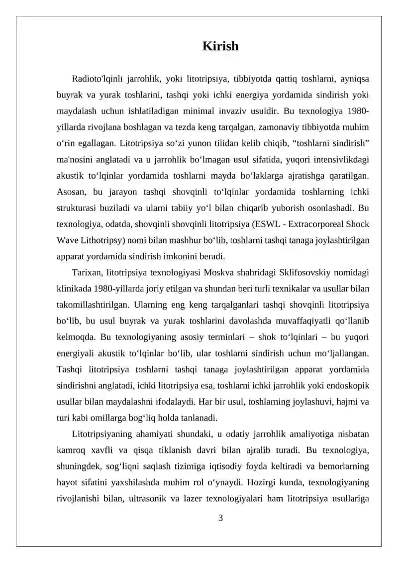 Radioto'lqinli jarrohlik, litotripsiya 3