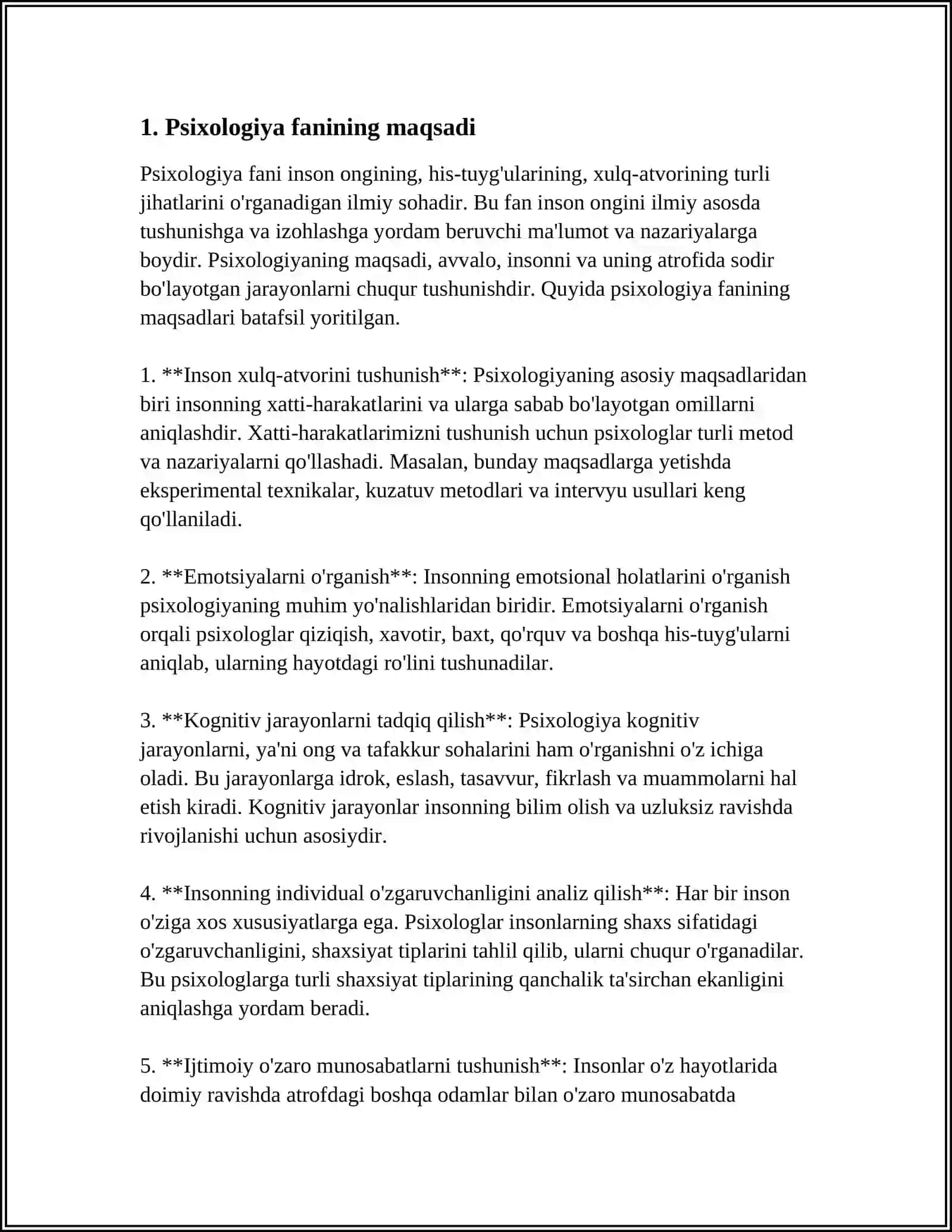 PSIXOLOGIYA FANINING PREDMETI VAZIFALARI VA MAJBURIYATLARI 3