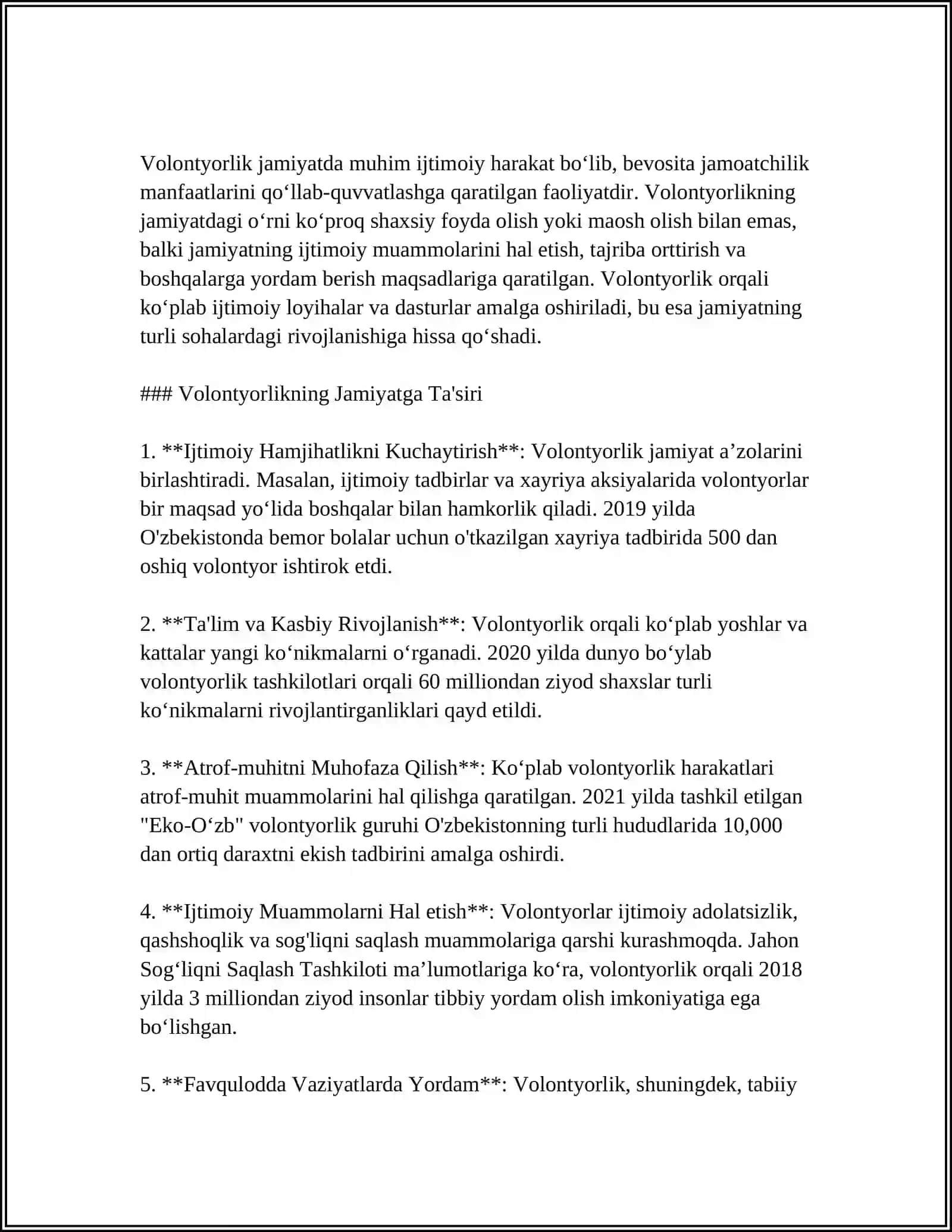 VOLONTYORLIK VA VOLONTYOR GURUHLAR BILAN TASHKIL ETILADIGAN FAOLIYAT 3
