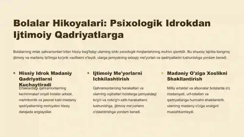 Maktabgacha Yoshdagi Bolalarda Axloqiy Tarbiyani Shakllantirishda Xalq Og‘zaki Ijodining O‘rni Kompleks Yondashuv Tizimi 3